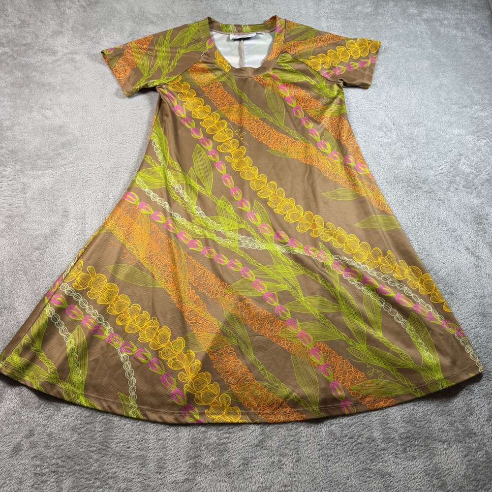 Lola Miller Designs Simply Sisters Dress Women Small Brown Floral Aloha Lei